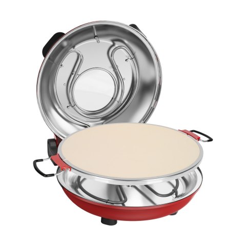 Piec do pizzy TEESA SUPREME MAX 1800 W, 400 stopni, dwie grzałki, okno, czerwony, 35cm