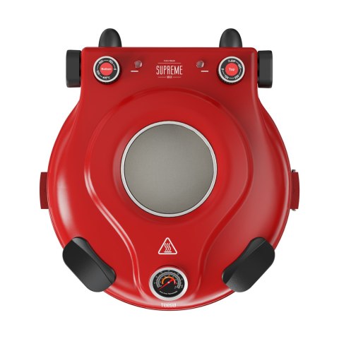 Piec do pizzy TEESA SUPREME MAX 1800 W, 400 stopni, dwie grzałki, okno, czerwony, 35cm
