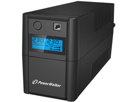 UPS POWERWALKER LINE-INTERACTIVE 650VA, 2X SCHUKO, RJ11 IN/OUT, USB, LCD