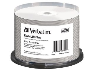 DVD-R VERBATIM 4.7GB X16 AZO DL+ PRINTABLE NO ID BRAND (CAKE 50)