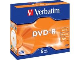 DVD-R VERBATIM 4.7GB X16 MATT SILVER (JEWEL CASE 5)