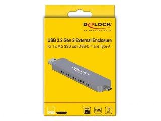 OBUDOWA SSD ZEWNĘTRZNA DELOCK M.2 NVME USB-C 3.1/USB-A GEN 2 SREBRNA