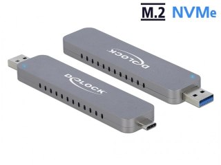 OBUDOWA SSD ZEWNĘTRZNA DELOCK M.2 NVME USB-C 3.1/USB-A GEN 2 SREBRNA