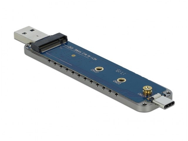 OBUDOWA SSD ZEWNĘTRZNA DELOCK M.2 NVME USB-C 3.1/USB-A GEN 2 SREBRNA
