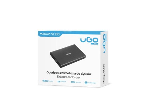 OBUDOWA HDD/SSD ZEWNĘTRZNA UGO MARAPI SL130 2.5" SATA USB 3.0 BEZNARZĘDZIOWA CZARNA