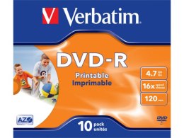 DVD-R VERBATIM 4.7GB X16 PRINTABLE (JEWEL CASE 10)