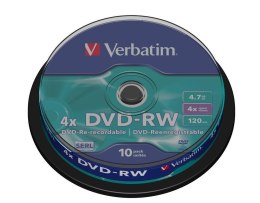 DVD-RW VERBATIM 4.7GB X4 MATT SILVER (CAKE 10)