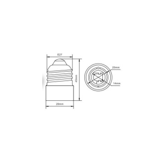 Adapter, przejściówka żarówki E27 - E14 biała