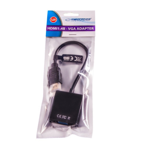 Esperanza adapter konwerter z HDMI na VGA, HDMI-A (męski) - VGA (damski) na kablu