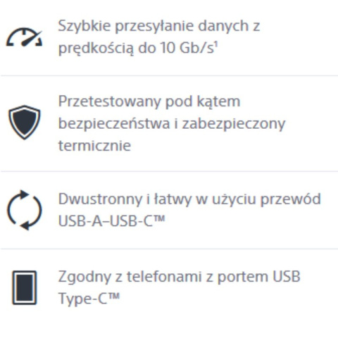 Sony oryginalny przewód fast charging, USB 3.1 Gen 2, kabel wtyk USB typ A - wtyk USB typ C czarny 1m