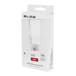 Blow H21A, ładowarka sieciowa USB, travel charge 2,1A biała