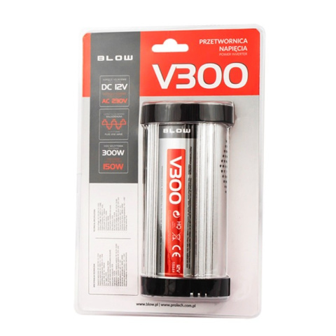 Blow V300 przetwornica napięcia, sinusoida modyfikowana z DC 12V na AC 230V 150W Mini + gniazdo USB