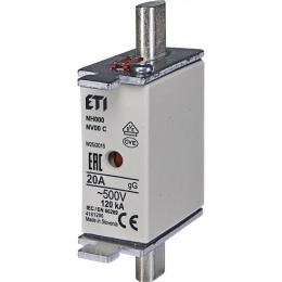 ETI wkładka bezpiecznikowa 20A NH000 gG 500V AC 120kA NV00C 004181206
