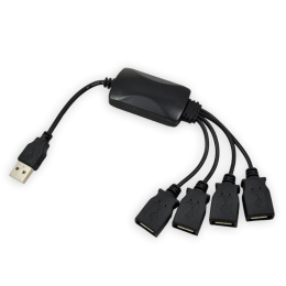 HUB USB 2.0, 4 portowy, na przewodzie, czarny