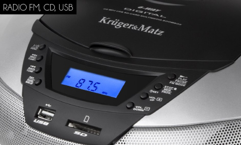 KrugerMatz KM3902 Boombox z CD, SD, USB, radio FM