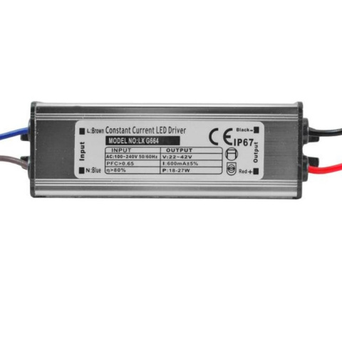 Led driver zasilacz do naświetlacza, plafonu, halopaka LED 22-42V 600MA IP67