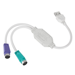 Przejście, adapter na przewodzie z PS2 (2x Gniazdo) na USB (wtyk)