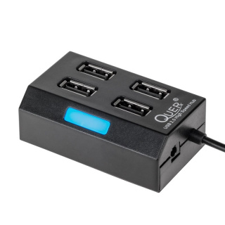 Quer HUB USB 2.0, 4 portowy czarny