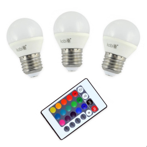 Żarówki LED MINI BALL E27 RGB 3,5W 200lm + Pilot