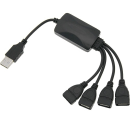 HUB USB 2.0, 4 portowy, na przewodzie, czarny
