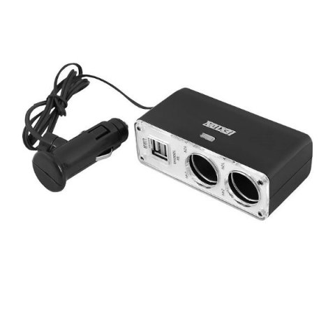 Rozgałęziacz, rozgałęźnik gniazda zapalniczki samochodowej x2 + 2x USB 1A