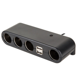 Rozgałęziacz, rozgałęźnik gniazda zapalniczki samochodowej x4 + USB x2 1A