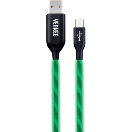 Yenkee, przewód, kabel USB - micro USB do ładowania i synchronizacji, świecący, zielony, 1M