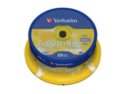 DVD+RW VERBATIM 4.7GB X4 MATT SILVER (CAKE 25)