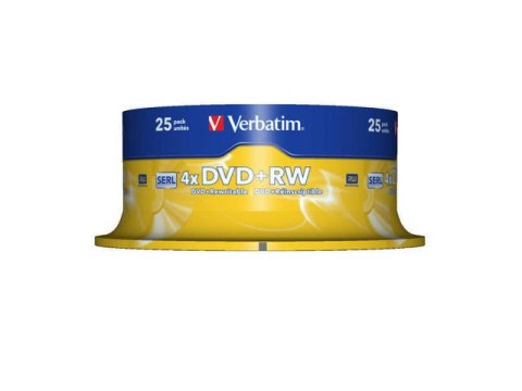 DVD+RW VERBATIM 4.7GB X4 MATT SILVER (CAKE 25)