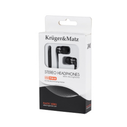 Kruger&Matz słuchawki douszne stereo z mikrofonem, czarne