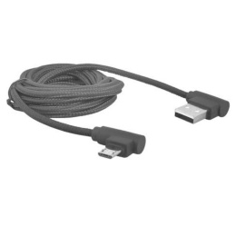 LTC przewód USB 2.0, kabel USB typ A - micro USB oplot 2m czarny kątowy