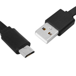 LTC przewód USB 2.0, kabel USB typ A - micro USB płaski 1m czarny