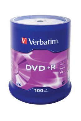DVD+R VERBATIM 4.7GB X16 MATT SILVER (CAKE 100)
