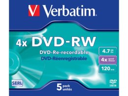 DVD-RW VERBATIM 4.7GB X4 MATT SILVER (JEWEL CASE 5)
