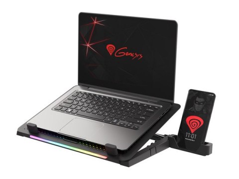 PODSTAWKA CHŁODZĄCA POD LAPTOPA GENESIS OXID 450 RGB 15.6" Z WENTYLATOREM, PODŚWIETLENIE, 2 USB