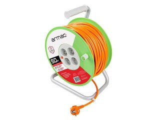 PRZEDŁUŻACZ BĘBNOWY 50M 4X2P+Z, 16A, 3680W, PRZEWÓD 3X1.5MM H05VV-F ARMAC