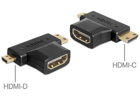 ADAPTER HDMI(F)->HDMI MINI(M)+HDMI MICRO(M) CZARNY DELOCK
