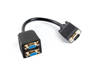 ADAPTER VGA(M)->2X VGA(F) NA KABLU 20CM CZARNY LANBERG