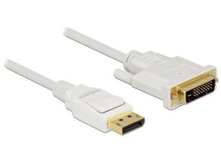 KABEL DISPLAYPORT(M) V1.2A->DVI-D(M)(24+1) 1M BIAŁY DUAL LINK DELOCK