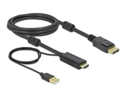KABEL HDMI(M)->DISPLAYPORT(M) 2M 4K ZASILANY USB-A(M) CZARNY DELOCK