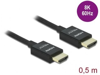 KABEL HDMI M/M V2.1 0.5M 8K 60HZ KONCENTRYCZNY OPLOT CZARNY DELOCK