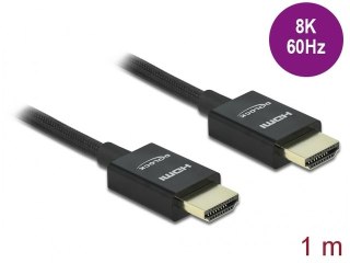 KABEL HDMI M/M V2.1 1M 8K 60HZ KONCENTRYCZNY OPLOT CZARNY DELOCK