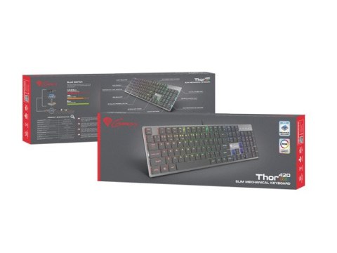 KLAWIATURA DLA GRACZY GENESIS THOR 420 RGB US MECHANICZNA PODŚWIETLENIE RGB SLIM BLUE GAMINGOWA