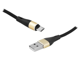 LTC przewód, kabel USB - micro USB, oplot, 2M, czarny