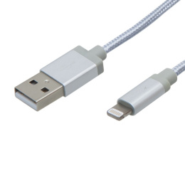 Blow kabel, przewód do iPhone iPad iPod touch certyfikowany MFI 1M plecionka szary