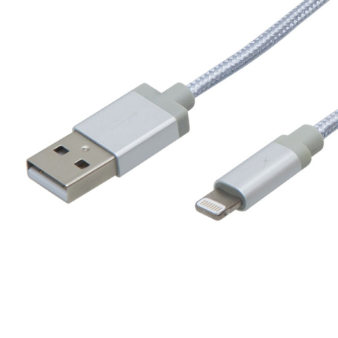 Blow kabel, przewód do iPhone iPad iPod touch certyfikowany MFI 1M plecionka szary