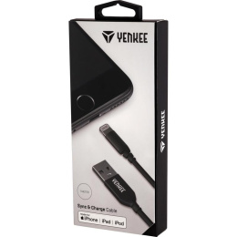 Yenkee YCU 611BK przewód USB - Lightning, kabel plecionka do iPhone, iPad, iPod certyfikowany, 1M, czarny