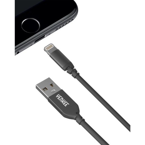 Yenkee YCU 611BK przewód USB - Lightning, kabel plecionka do iPhone, iPad, iPod certyfikowany, 1M, czarny