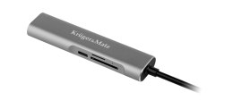 Krüger&amp;Matz Adapter (HUB) USB typu C na HDMI/USB3.0/SD/MicroSD/C port