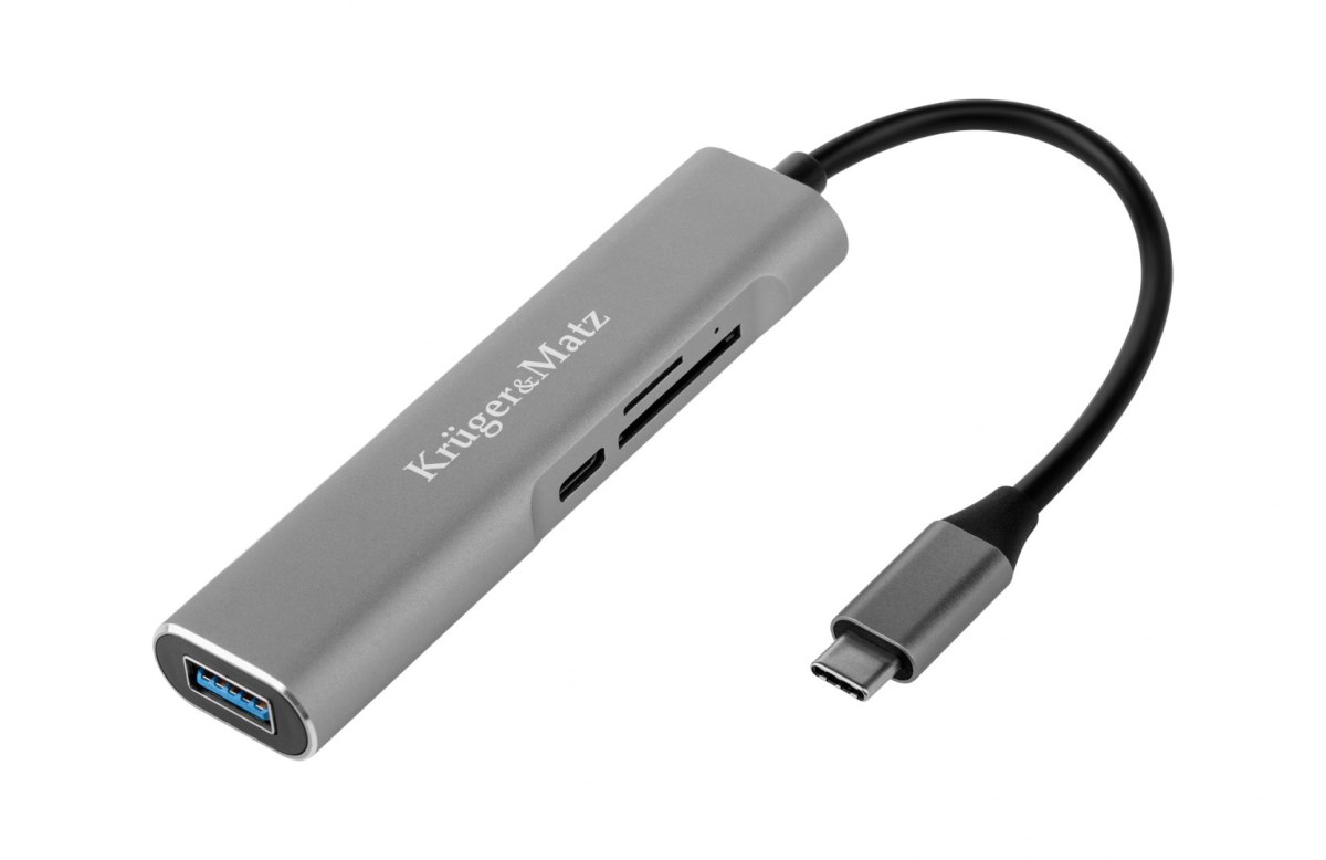 Krüger&amp;Matz Adapter (HUB) USB typu C na HDMI/USB3.0/SD/MicroSD/C port